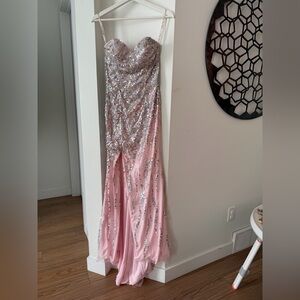 Party Time Formal Pink Sequin Prom Dress